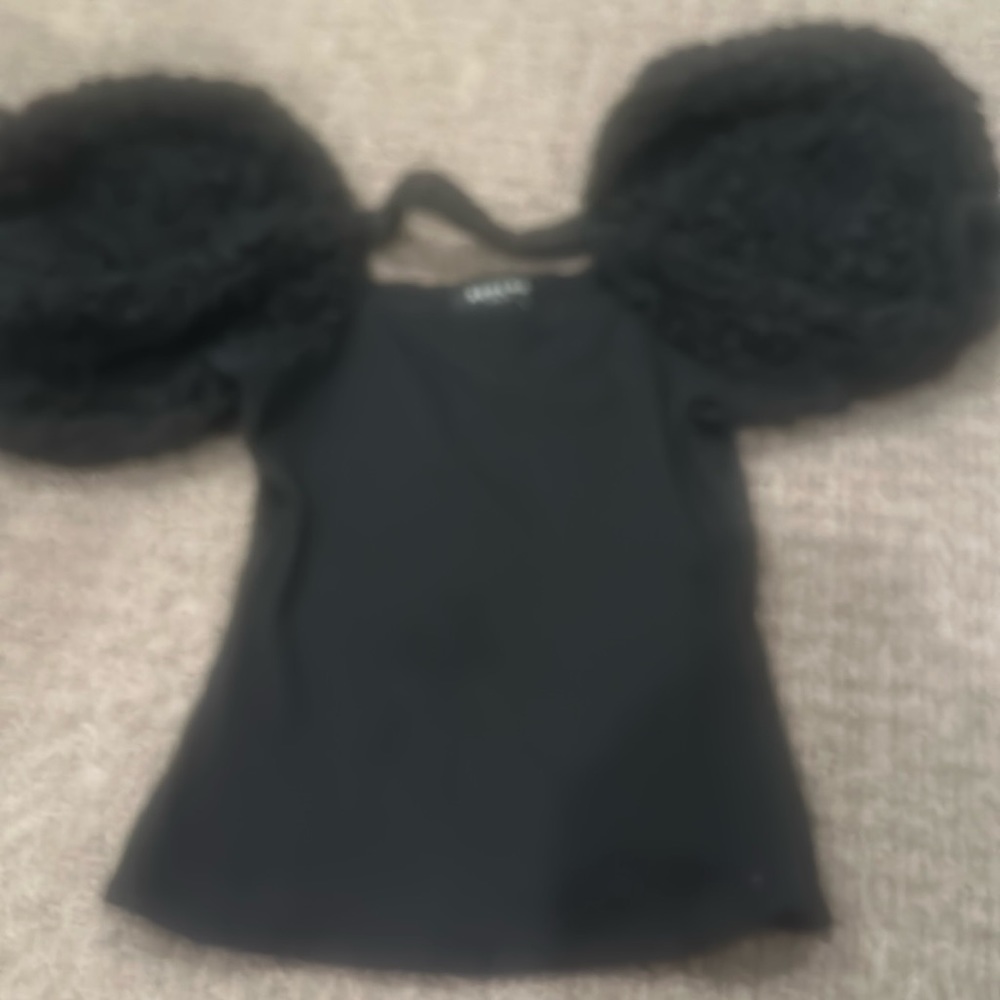 Crinkled puff sleeve top